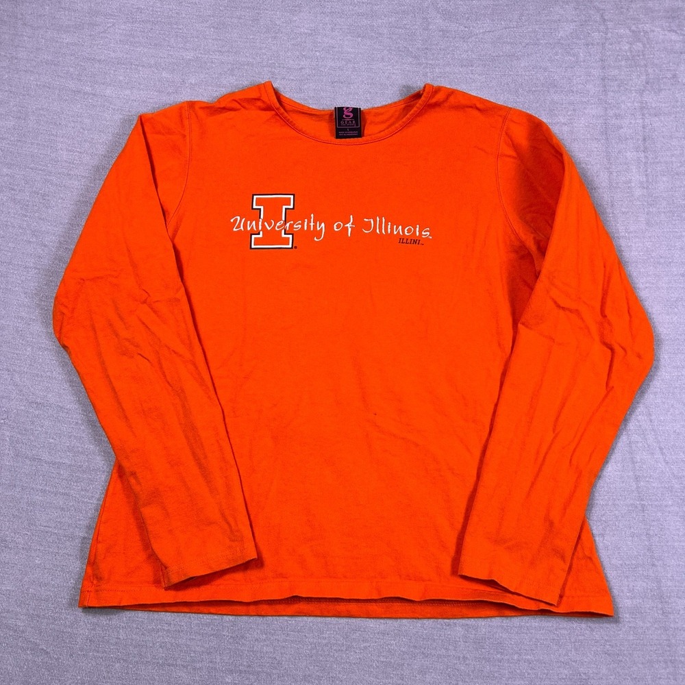 Gear For Sport Fighting Illini Crew Neck Long Sleeve T-Shirt Womens L Orange